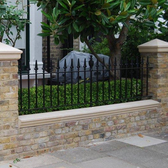 Wrought iron railings and gate with MN162 finials