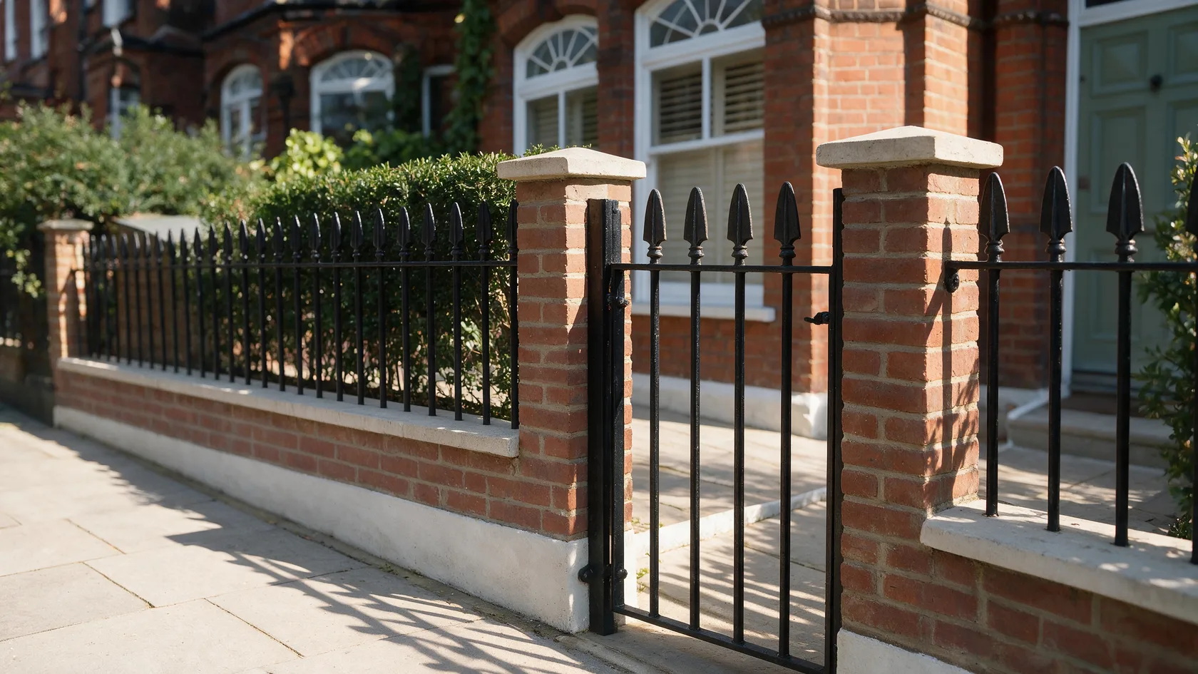 Heavy gauge MN188 railings and gate fronting a Victorian terrace